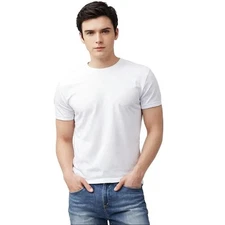 3-pack Mens 100% Cotton Tagless Undershirt Round Nech T-Shirt Black - white