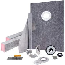 Uimoso Shower Curb Kit 38" x 60" Shower Kit with Offset Drain PVC Waterproofing