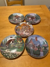 5 x vintage Lilliput Lane Plates inc Granny Smiths cottage wishing well convent 