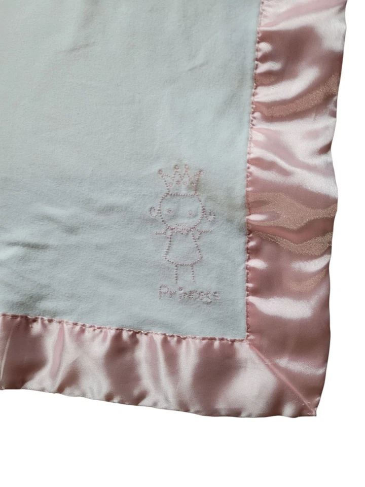 Винтажное детское одеяло 2003 Gymboree Princess из розового хлопка с атласной отделкой - Изображение 3 из 4