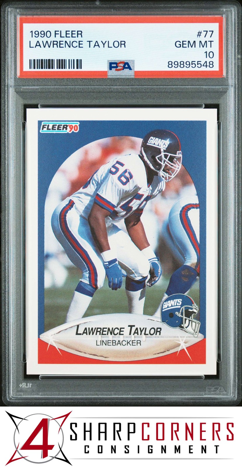 1990 FLEER #77 LAWRENCE TAYLOR GIANTS HOF PSA 10