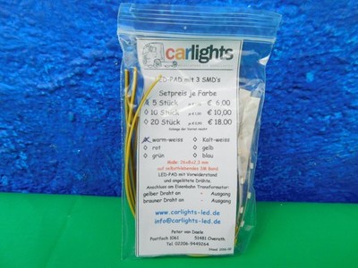 E04 Carlights Modellauto-Beleuchtung LED-Pad mit 3SMD's 5er Set OVP TOP