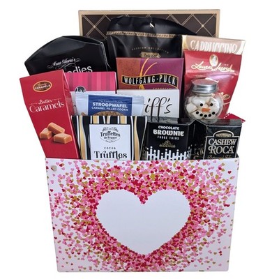 Valentine's Day Gift Basket with Chocolates, Cookies and Coffee