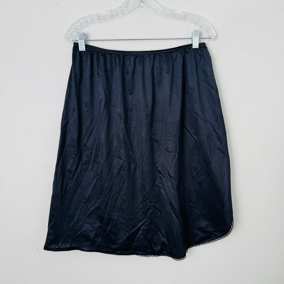 Conjunto de dos piezas de lencería de nailon negra vintage Vassarette para mujer talla XL Foto 3 de 4