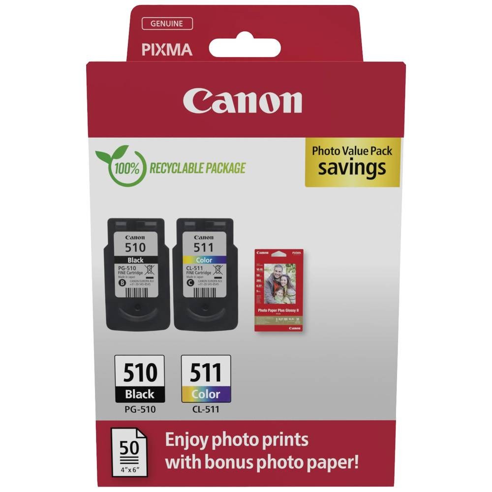 Pack Canon PG-510 CL-511 d'origine cartouches d'encre noir et couleur