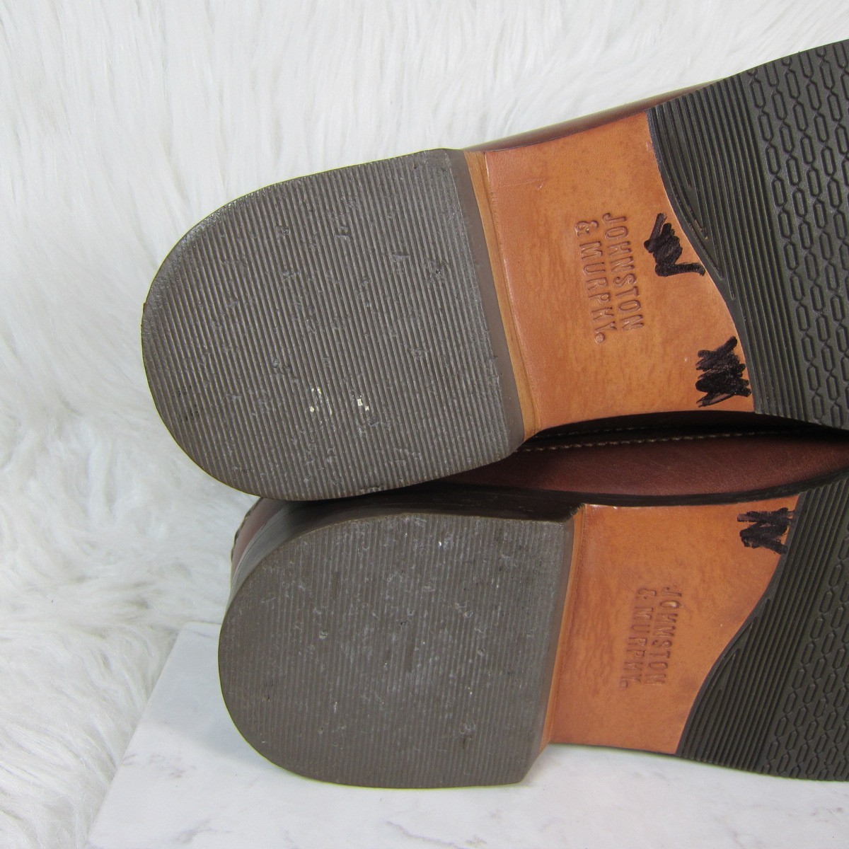 Johnston & Murphy Brown Leather Basket Weave Tassel Loafers 