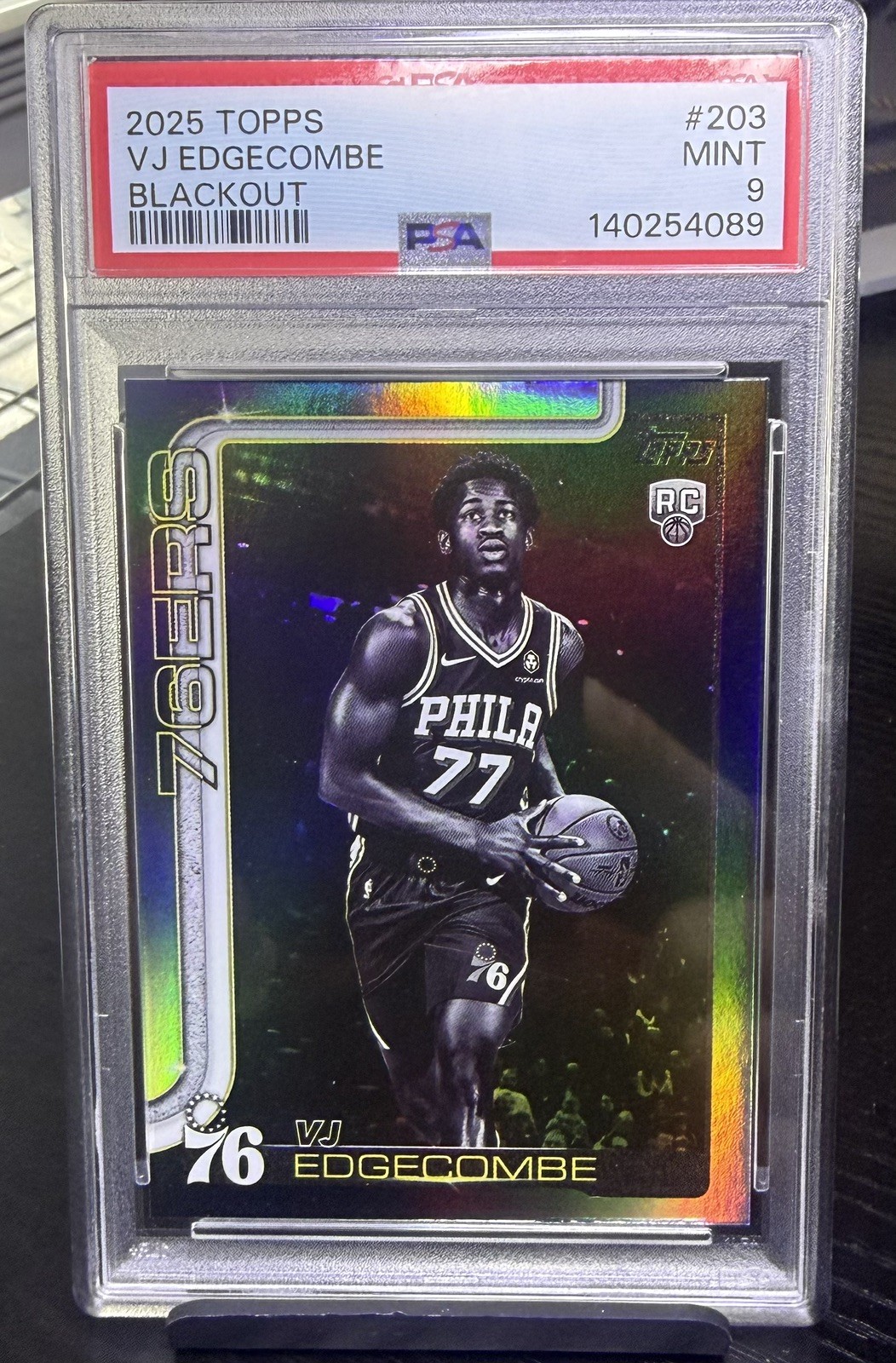 2025 Topps VJ Edgecombe RC PSA 9 #203 Rookie Blackout Foil
