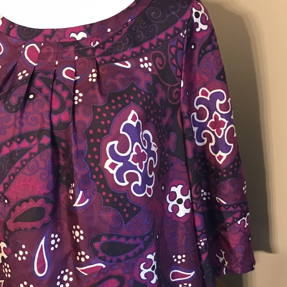NWT $98 BANANA REPUBLIC Purple pink floral paisley silk Shift dress size 8 - Image 4 of 4