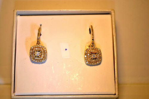 Diamond Earrings 18K Gold Over Fine Silver 1.10 Carats Natural Diamonds (VIDEO)! - Picture 5 of 11