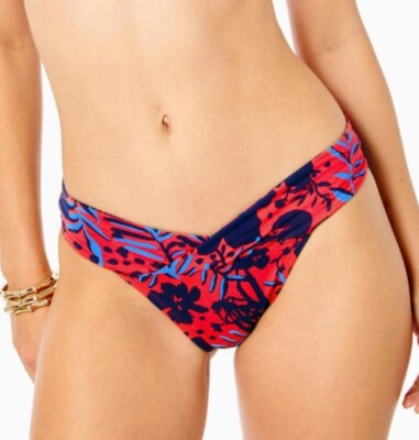 Lily Pulitzer Trey Bikini Floral Beach Bottom Ruby Red Heron My Own Swim Size 12