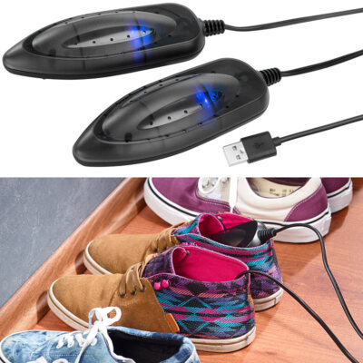 infactory Portabler USB-Schuhtrockner mit UV-Licht und 2 Trocken-Modulen, 8 Watt