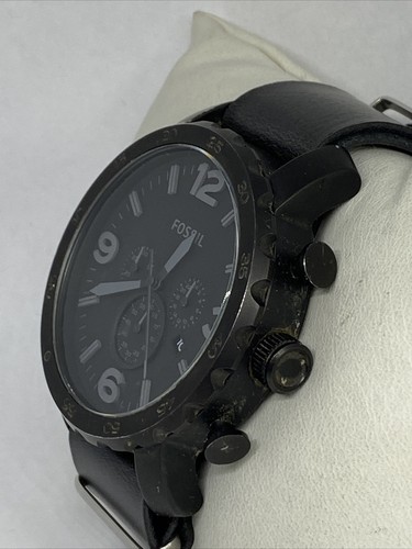 Fossil JR1354 Men's Black Leather Analog Black Dial Quartz Genuine Watch XX936 - Picture 4 of 12
