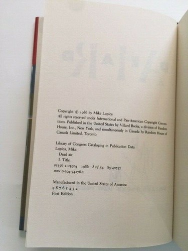 DEAD AIR - 1ST. ED. SIGNED BY MIKE LUPICA - Picture 5 of 6