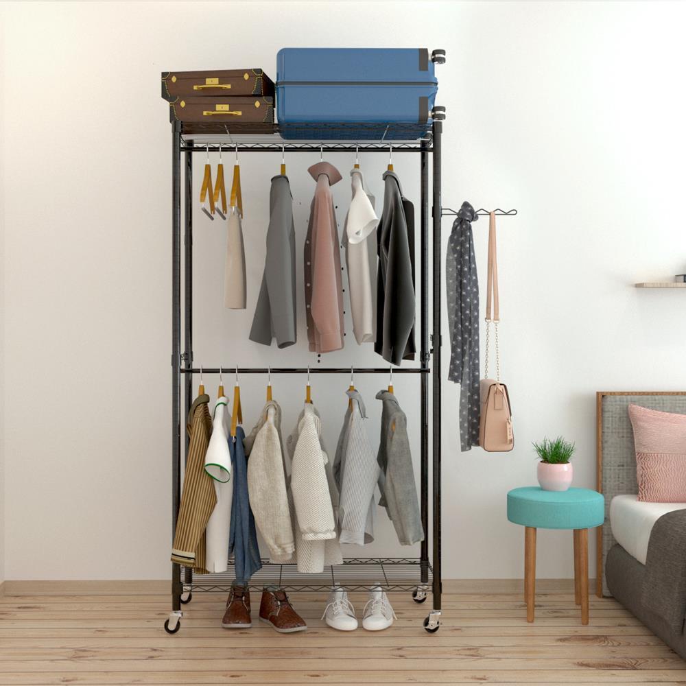 Clothes Rack with Wheels Heavy Duty Clothing Garment Rack with Hanging Rod-image