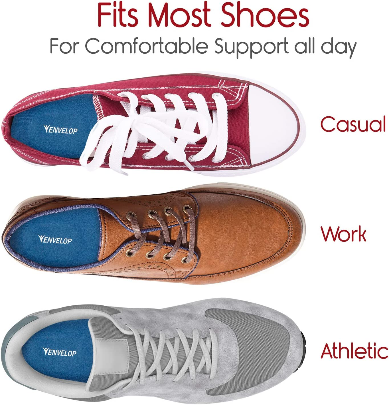 Envelop Ultra Thin Insoles for Men and Women High Arch Support Insoles eBay