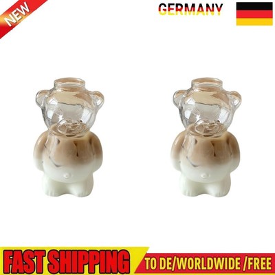 Cute Bear Glass Cup Cartoon Bear Shaped Coffee Mug Beverage Glasses (No Straw)
