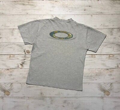 Vintage Oakley T-Shirt 2000s Center Big Logo Y2K Ski Rare Man Grey Size L |  eBay
