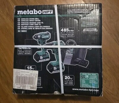 Metabo HPT KC 18DDX 18v L-Ion Drill & Impact Driver COMBO Kit Brushless NEW