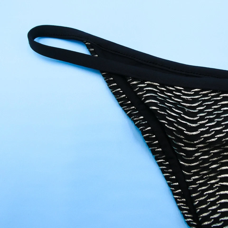 Miss Bikini Luxe Mediano Negro Plateado Tanga Playa Nadar Mujeres Bikini Parte Inferior Verano Foto 3 de 4