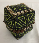 Vintage 11cm Indonesian Beaded Basket Sumatra Ceremonial Dowry Gift Box Cube Art