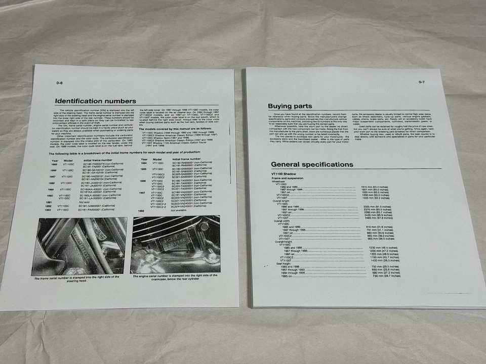Manual de reparación de taller de servicio de perforación de 3 orificios 85-98 Honda VT1100 Shadow 1100 VT1100C Foto 2 de 4