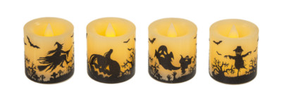 Ganz H1 LuxuryLite Décor LED Spooky Halloween Wax Votives 2'' H 4pc Set LLHW1314