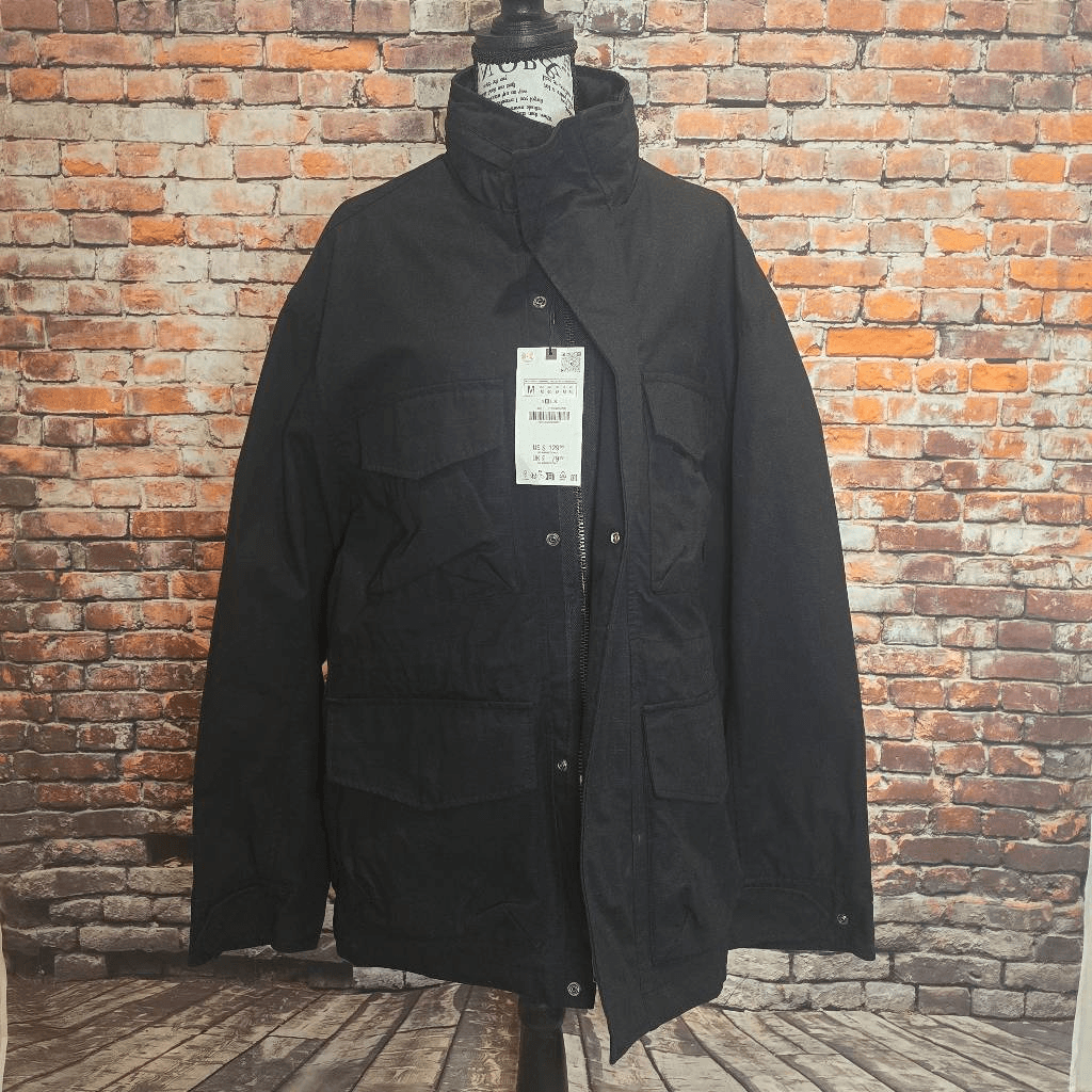 Zara Men's Black Multi Pocket, Utility Windbreaker Medium MSRP