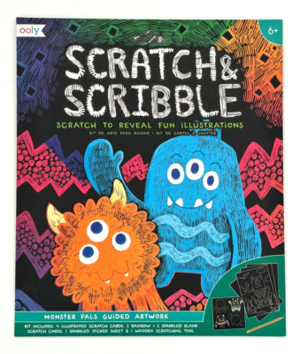 OOLY Scratch & Scribble Monster Pals Scratch Card Kit Arts & Crafts Kid Activity