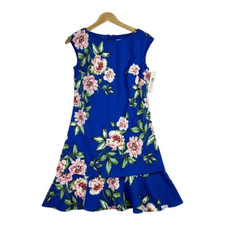 Eliza J Womens size 6 Floral Cap Sleeve Shift Tiered Dress Feminine Romantic