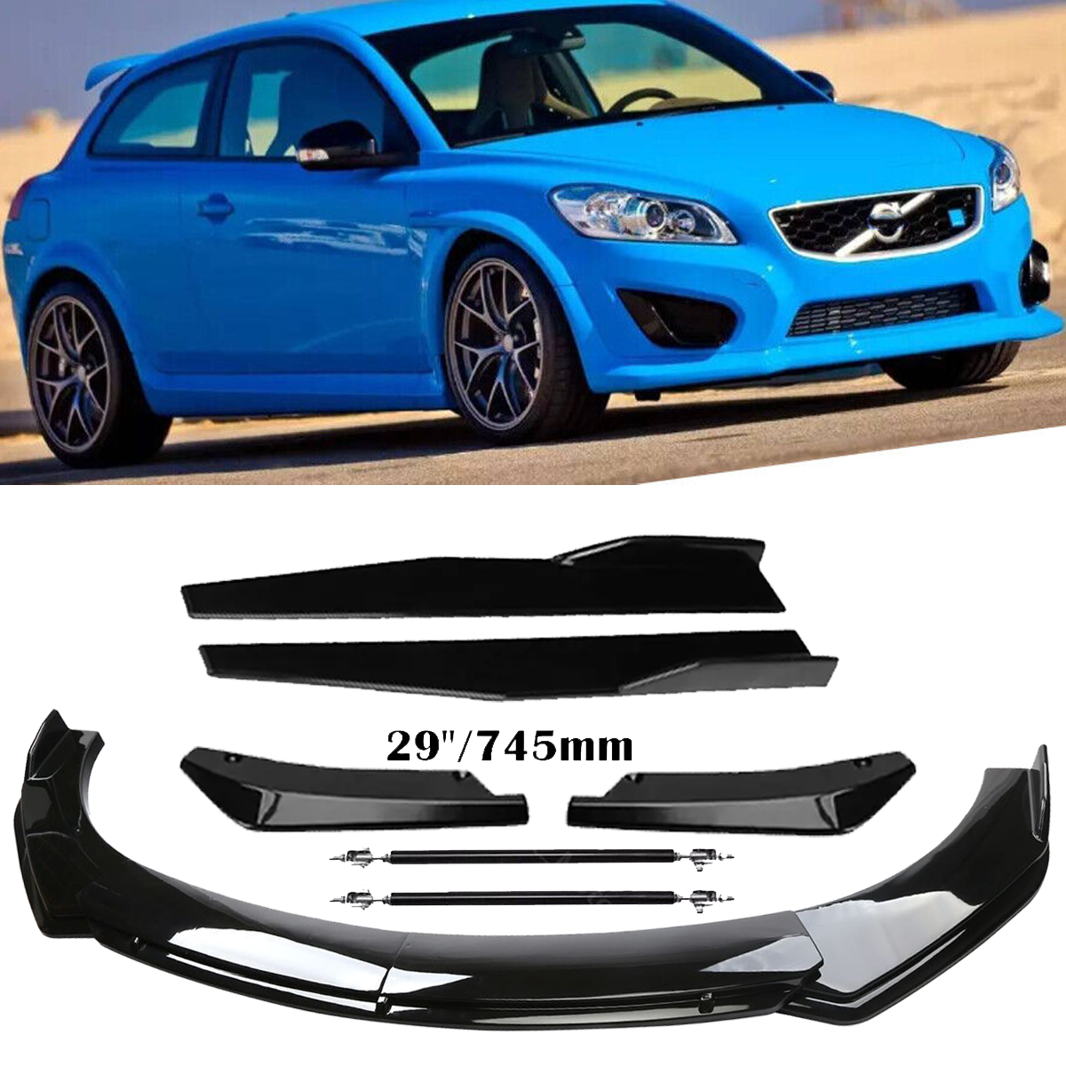 Volvo C30 C40 C70 Front Rear Bumper Lip Spoiler Splitter & Side Skirt Kit