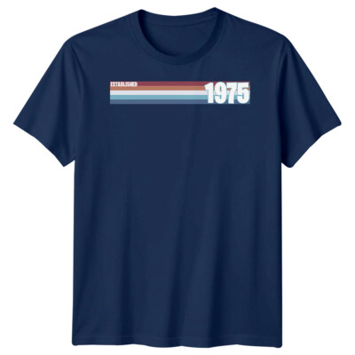 Personalisiertes individuelles T-Shirt Established 1975 Geburtstag Herren Retro Tee
