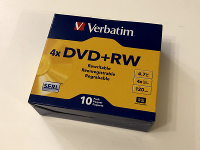 Verbatim DVD+RW Discs, 4.7GB, 4x, w/Slim Jewel Cases, Pearl, 10/Pack (VER94839)