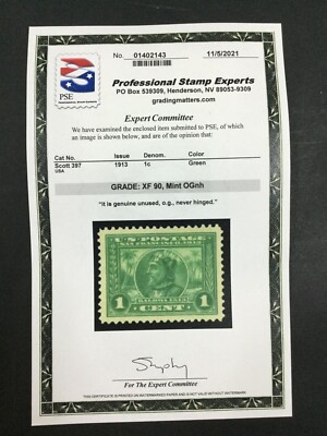 MOMEN: US STAMPS #397 MINT OG NH PSE GRADED CERT XF-90 LOT #74464