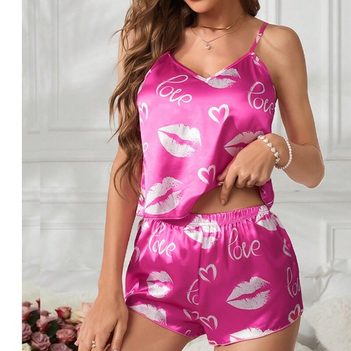 Womens Sexy Lingerie Silk Satin Pajamas Set Sleepwear Cami Vest Nightwear Pyjama - Picture 9 of 35