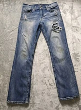 BKE Jake Straight Jeans 31x30 Blue Mid Wash Distressed Faded Worn In Casual