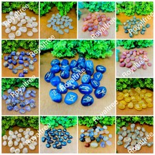 Natural Tumble Stone Rune Set Symbols Gemstone Healing Crystal Runes 25 Pieces