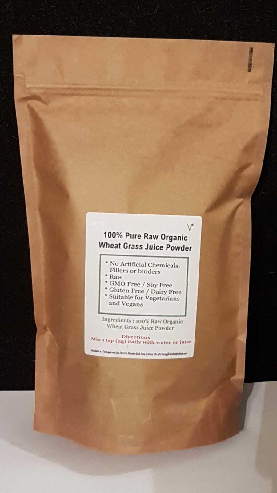 Polvo de jugo de pasto de trigo orgánico 200 g más potente que solo polvo de pasto de trigo