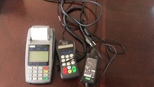 First Data FD50 NFC Dial/IP Credit Card Machine With FD-10 Pad Tested EUC
