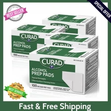 CURAD Alcohol Prep Pads (Pack of 4 Boxes) | 400 Pieces of Medium Isopropyl Alcoh