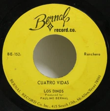 Los Dinos 45 7" Cuatro Vidas - Latin Tejano Chicano Soul Tex Mex Rare