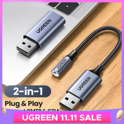 Sound Card 2-in-1USB Audio Interface Soundcard for Laptop Headset USB Sound Card
