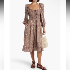 Ulla Johnson Isla gathered printed cotton-blend voile midi dress 2