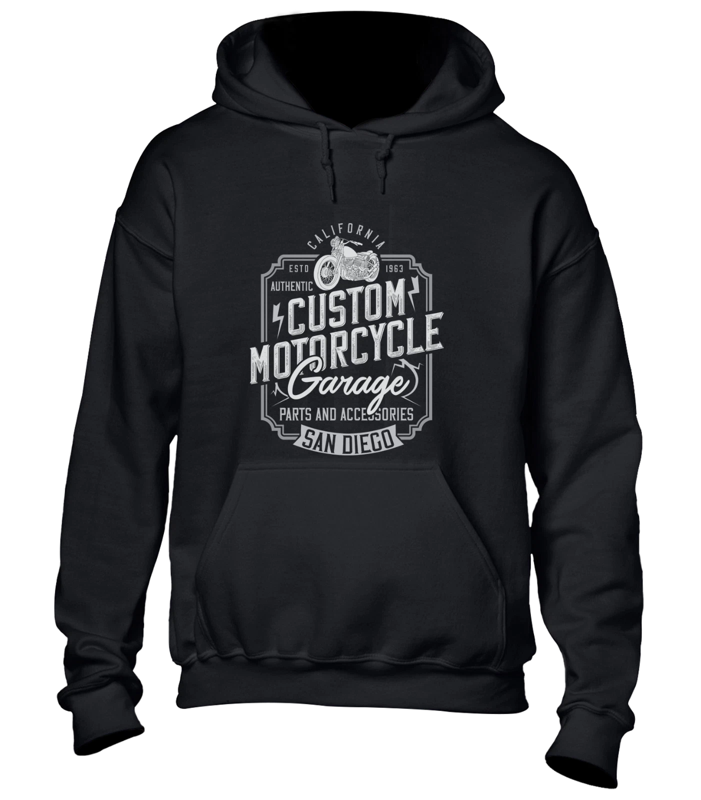 CUSTOM BIKE GARAGE SAN DIEGO HOODY HOODIE MOTORBIKE BIKER MOTORCYCLE DESIGN TOP