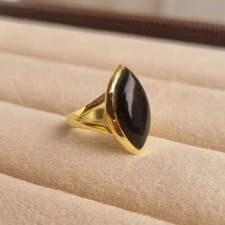 Natural Black Onyx Ring 18k Gold Plated Handmade Ring For Women anniversary Gift