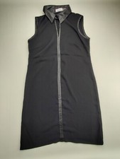 Calvin Klein Wmn's Sz 6 Black Sleeveless Faux-Leather Trim Dress