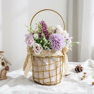 Flowers Silk Fake Plants With Iron Vase Bonsai Flower Arrangements Home Decor Ebay