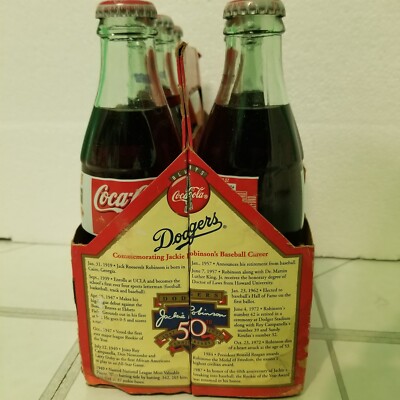 Coca-Cola Collectible Full 6 Pack Dodgers Jackie Robinson 50th