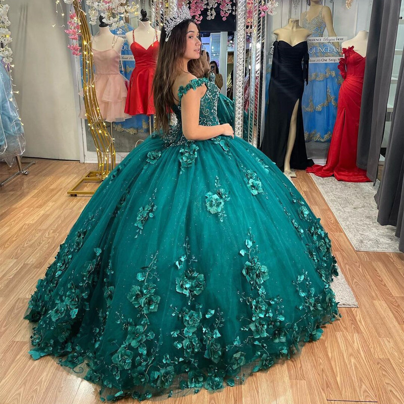 Quinceanera Dresses With 3D Flowers Sweet 15 16 Party Ball Gown Y4158 main image 1