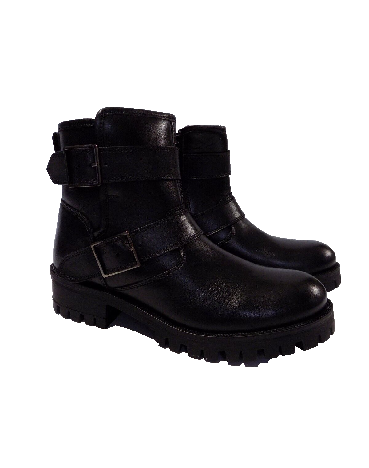 SAOLA Stivaletti biker neri in pelle misura da 5 a 4 5 donna suola grossa tacco basso onfire