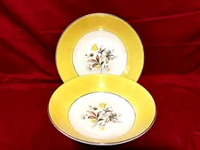 Homer Laughlin Rhythm Maytime Set Of 2 Floral Gold Rim Vegetable Bowls 8 3/4"USA